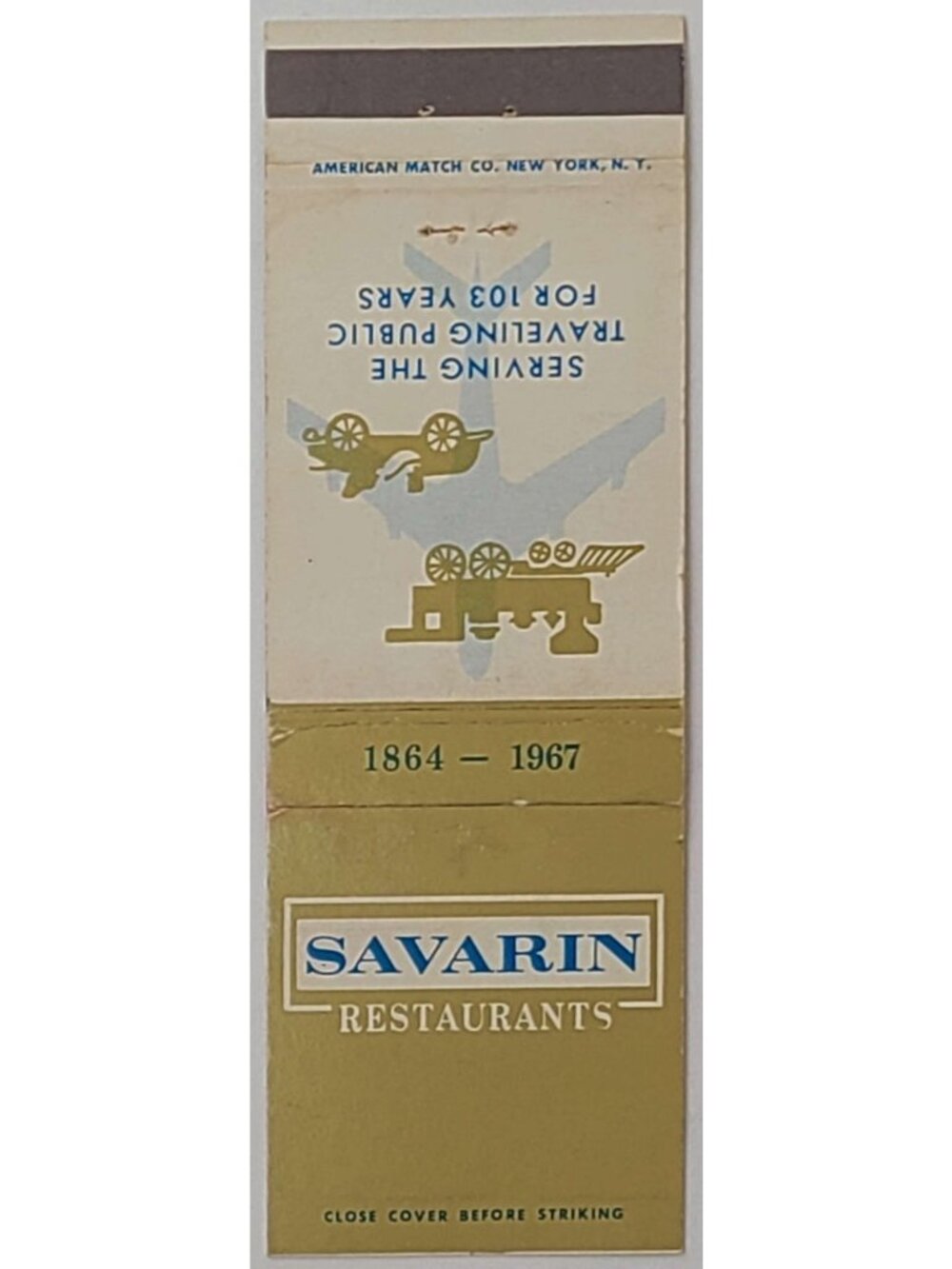 Vintage Matchbook Cover Savarin Restaurants 1864-1967 Travel Dining
